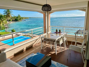 T3 Front de mer vue imprenable sur lagon avec Piscine Eden Blue Ste Anne